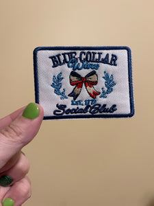 Blue collar wives social club trucker hat iron on patch