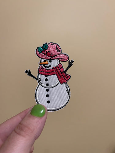 Cowboy snowman trucker hat iron on patch