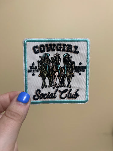 Cowgirl social club trucker hat iron on patch