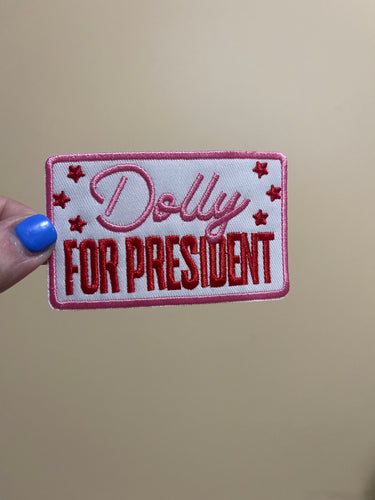 Dolly for president trucker hat iron on patch